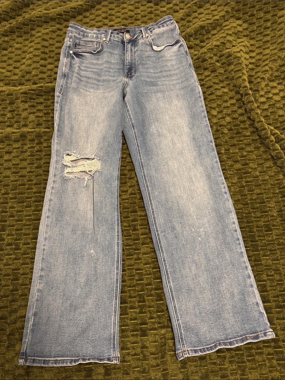 Judy Blue Light Blue Distressed Wide-Leg Jeans Size 14W